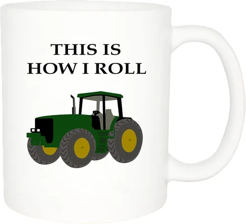 Vista 2 de Rogue River Tactical Taza de café divertida para granjero, idea de regalo con texto en inglés «This is How I Roll», Tractor Farm Farmer