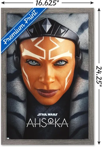 Vista 3 de Trends International Star Wars: Ahsoka - Póster de pared de una hoja, 14.72 x 22.37 pulgadas, versión enmarcada de madera de granero Versión