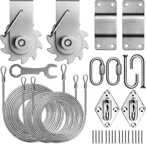 Vista 12 de ColourTree 48 Pies (12 pies x 4) Kits de Herrajes de Cables de Alambre de Metal de Acero Inoxidable Recubierto de PVC para Toldo de Vela Solar