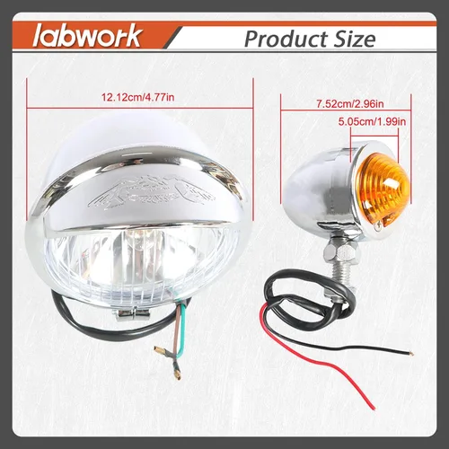 Vista 3 de labwork Barra de luz antiniebla direccional para motocicleta con soporte y señal de giro Cromo