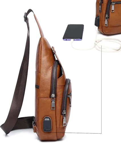 Vista 139 de LUKZIJAES Bolso bandolera de cuero genuino para hombre