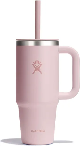 Vista 55 de Hydro Flask Vaso de Viaje con Asa, Tapa y Pajita - Acero Inoxidable Aislado en 24 Oz Aloe