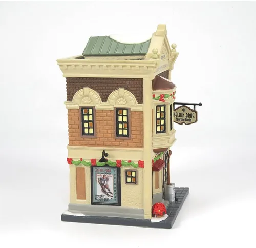 Vista 5 de Department 56 Christmas in The City Nelson Bros. Edificio deportivo iluminado, 8 pulgadas, multicolor