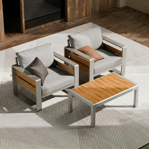 Vista 6 de ZANDOR Muebles de Exterior de Aluminio - 1 Pieza Sofá de Dos Plazas, Sofá de Exterior Moderno de Metal Resistente a Todas las Condiciones con Cojín