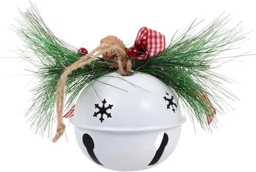 Vista 3 de Toyvian Cascabeles de Navidad, adornos tradicionales para árbol de Navidad, campanas de trineo de metal para decoraciones navideñas, 5 pulgadas