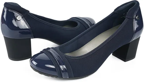 Vista 2 de JENN ARDOR Zapatos de tacón bajo con punta redonda cerrada, zapatos de vestir clásicos de media cuadrada, para boda, fiesta, oficina, 2 pulgadas