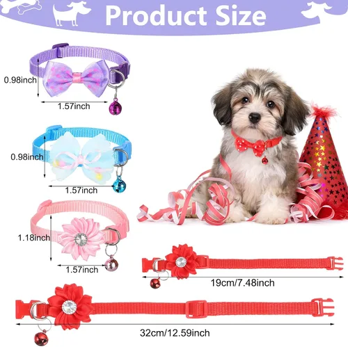 Vista 2 de Saintrygo Paquete de 22 Collares con Moño para Perro - Moño Ajustable, Corbata Floral para Gato, Perro Pequeño y Mediano, Cachorro (Lindo)