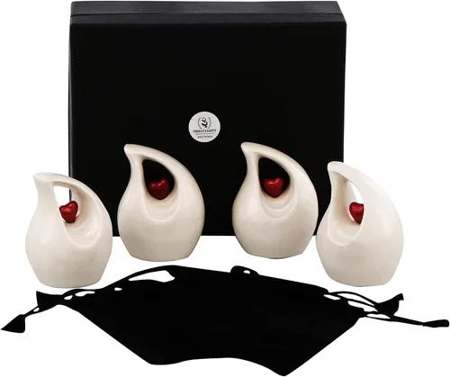 Vista 24 de Urna de cremación Heart of Love para cenizas humanas - Hermosa urna conmemorativa ERN para adultos - ERN decorativa para seres queridos - Urna Negro