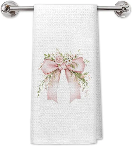 Vista 11 de Chinoiserie - Toallas de cocina florales con lazo coquette, paños de cocina florales azules y blancos para decoración de cocina, toallas de mano