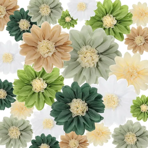 Vista 15 de Geyee 18 Piezas Flores de Papel Mexicanas Coloridas Fiesta Flores de Papel de Seda Pompones Carnaval Mexicano para Fondo Floral de Fiesta Boda