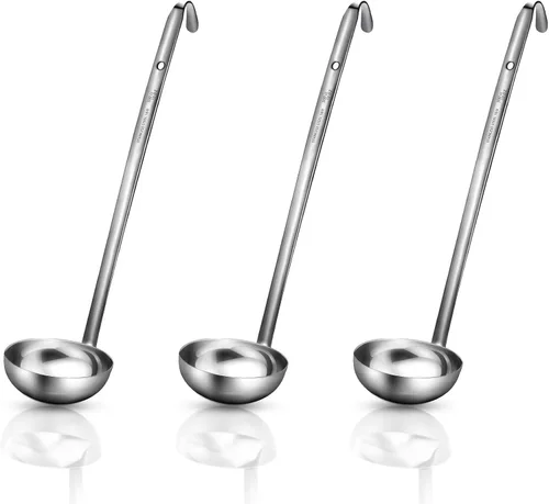 Vista 18 de meekoo 1 Pieza Cucharón de Acero Inoxidable para Sopa con Mango Cucharón con Borde Vertedor para Cocina Cocinando Sopa Salsa (1 oz)