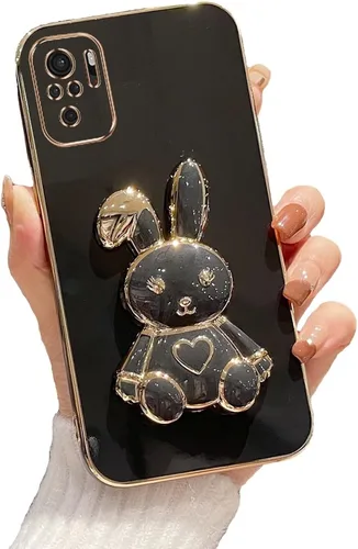 Vista 46 de Funda con soporte de conejo de corazón para Xiaomi Redmi A1, galvanizado suave TPU protector delgado a prueba de golpes con lindo conejito soporte