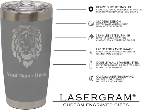 Vista 5 de LaserGram Taza aislada al vacío de 20 onzas, My Sweet 16, grabado personalizado incluido (gris)