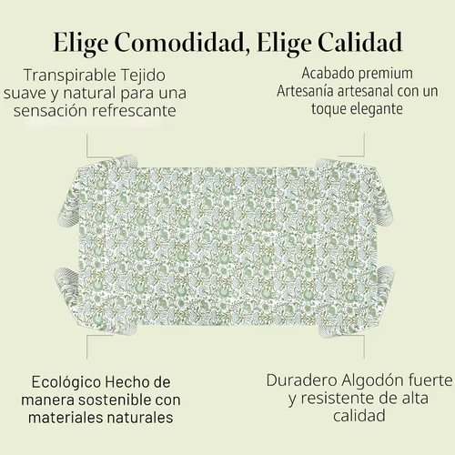 Vista 6 de CPC - Mantel cuadrado 100% algodón, 60 x 60 pulgadas, estampado de bloques indios, mantel para bodas, primavera/verano, barbacoa, verde ágata