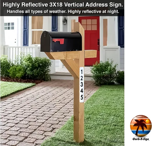 Vista 6 de Curb N Sign - Placas de números para buzón – 3 x 10 pulgadas hechas de aluminio reflectante de alta calidad – Números de buzón súper reflectantes