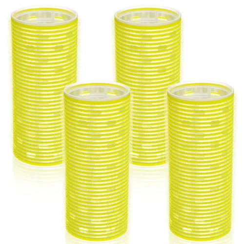 Vista 10 de WILLBOND 4 rodillos de pelo largos para flequillo, rizadores de núcleo de aluminio, rodillo térmico de autoagarre para cabello largo y mediano, Negro