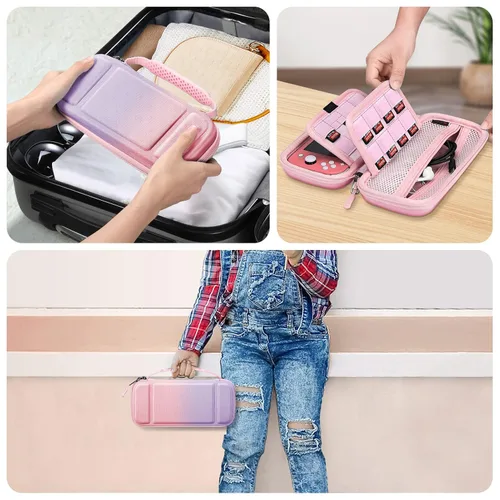Vista 7 de Fintie Carrying Case for Nintendo Switch Lite 2019, Shockproof Hard Shell Protective Cover Travel Bag w15 Game Card & 2 Micro SD Card Slots for