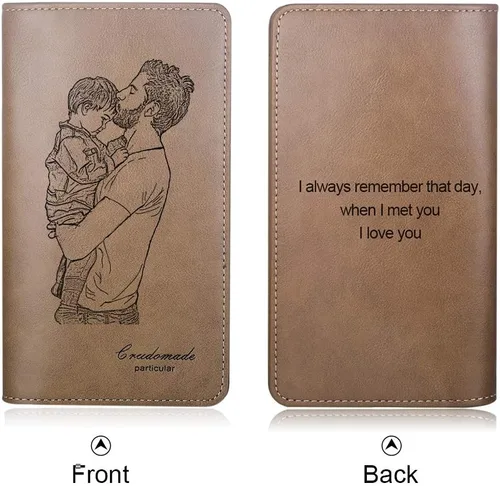 Vista 3 de Billetera personalizada para hombre, carteras con fotos personalizadas, billetera de viaje grabada para hombre, regalo del día del padre, regalo