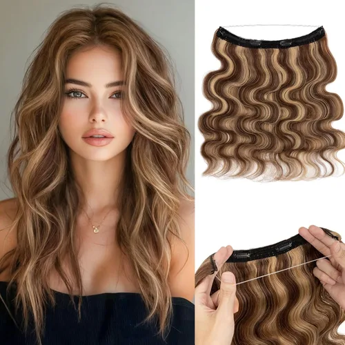 Vista 41 de Extensiones de cabello humano real, extensiones de cabello humano 100 % humano, extensiones de clip, ondulado, negro azabache 01, 2.46 oz/18 pulgadas