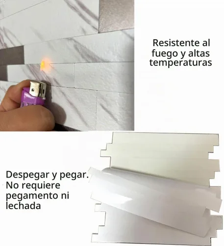 Vista 5 de 10 calcomanías de pared de mosaico de metal de PVC, mármol blanco Mármol blanco+gris esmerilado-2