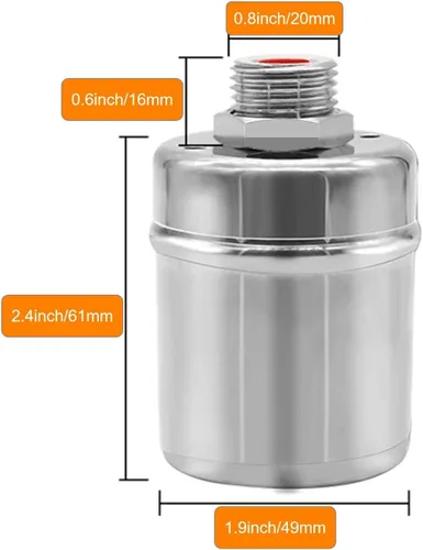 Vista 4 de Válvula de agua de rosca G1/2 pulgadas para tanque de acero inoxidable válvula de control automático de nivel de agua mini válvula de bola flotante