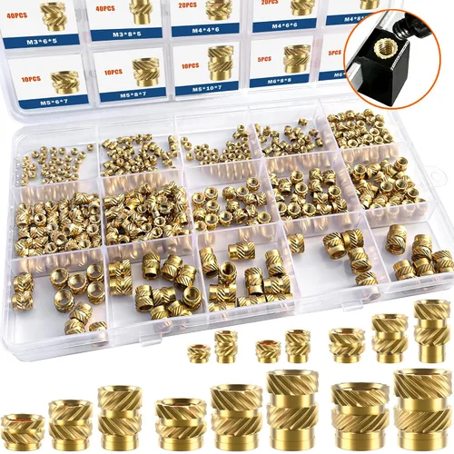 Vista 15 de 51 piezas de insertos roscados de 1/4"-20, kit surtido de tuercas moleteadas SAE de rosca hembra, inserto de calor de latón para impresión 3D piezas