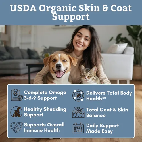 Vista 3 de Wholistic Pet Organics Aceite de linaza para perros y gatos – 16 onzas – Omega 3 para perros y gatos – Suplemento para piel y pelaje de gatos