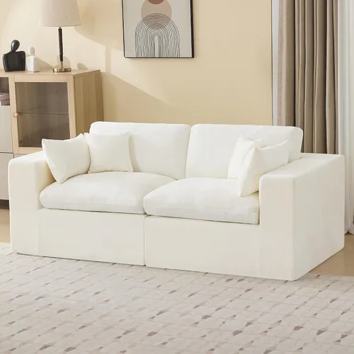 Vista 25 de WUTUTUEE Otomana Cloud de 33.5 pulgadas para sofá modular, cómodo reposapiés tapizado de felpilla con espuma viscoelástica, embalaje totalmente