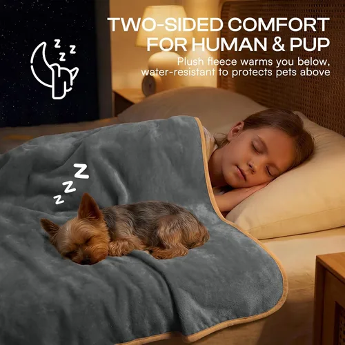 Vista 3 de Luciphia Manta impermeable para perro, lavable, reversible, de forro polar, sherpa, para cama, sofá, suave, a prueba de líquidos, a prueba de orina