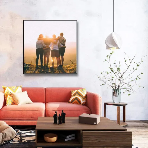 Vista 3 de SIGNFORD Lienzo enmarcado personalizado, arte de pared personalizado con fotos de tus amigos, impresas digitalmente, 16 x 16 pulgadas, marco negro