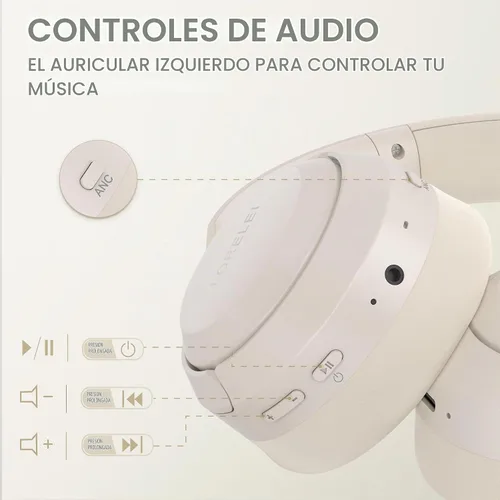 Vista 4 de LORELEI QC60 - Auriculares híbridos con cancelación activa de ruido, auriculares Bluetooth inalámbricos sobre la oreja con micrófono, 60H