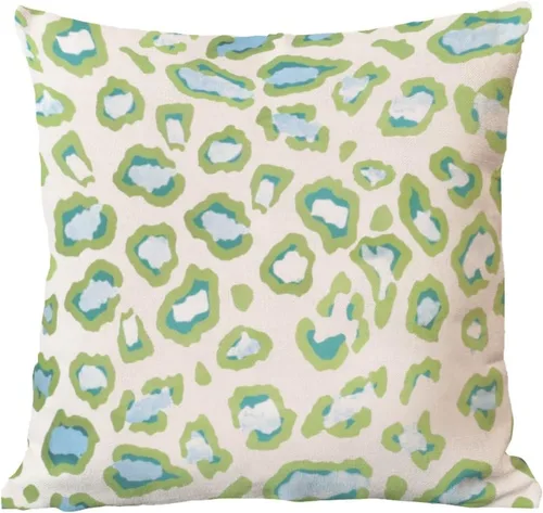 Vista 6 de Funda de almohada con estampado de leopardo verde azulado y guepardo, funda de almohada con estampado de animales, funda de cojín chinoiserie, funda