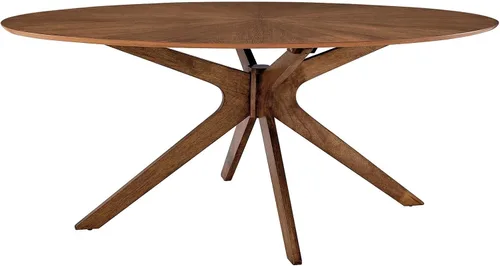 Vista 14 de Modway Crossroads - Mesa de comedor redonda de madera de 47 pulgadas, nogal