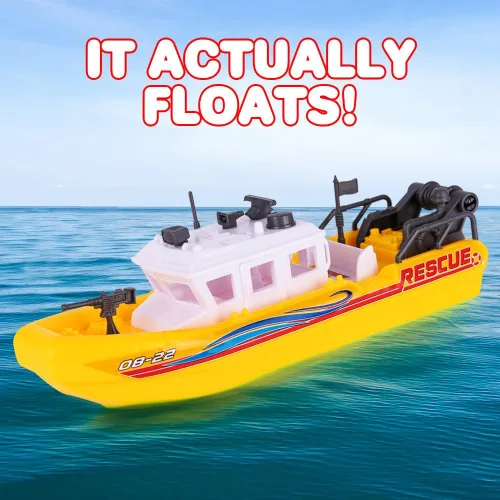 Vista 2 de ArtCreativity Buque de rescate acuático, barco de juguete a batería para niños, flota en el agua, bañera flotante y juguete de piscina para niños