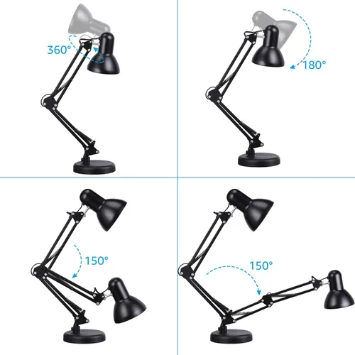 Vista 5 de TORCHSTAR Lámpara de escritorio de metal con abrazadera, brazo oscilante, lámpara de mesa de cuello de ganso ajustable para arquitectos, luces