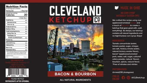 Vista 2 de Cleveland Ketchup - 4 variedades sabrosas - Clásico, tocino y bourbon, eneldo de ajo, pimiento fantasma (paquete de 4 variedades)