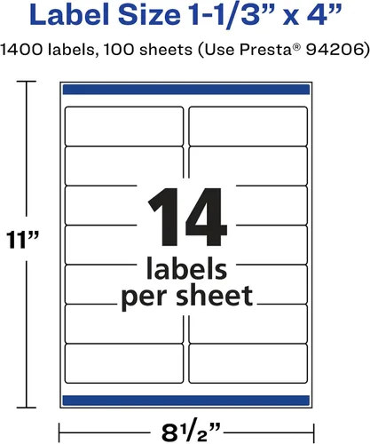Vista 5 de Avery Etiquetas rectangulares impermeables duraderas, tecnología Sure Feed, 1-1/3 "x 4", 1,400 en total, etiquetas impermeables resistentes al