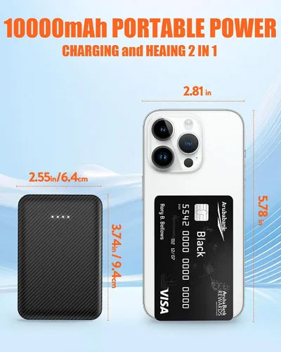 Vista 5 de CYCYHEAT Paquete de 2 baterías de 10000 mAh para chaleco calefactado, chaqueta, abrigo, pantalones y ropa interior de calefacción, paquete