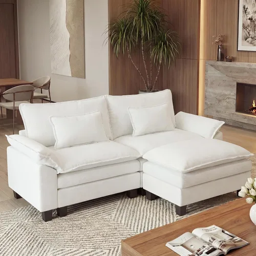 Vista 29 de URRED - Sofá seccional modular Cloud, sofá moderno en forma de L de 87" con profundidad de asiento con otomana y almohadas, ultra cómodo sofá