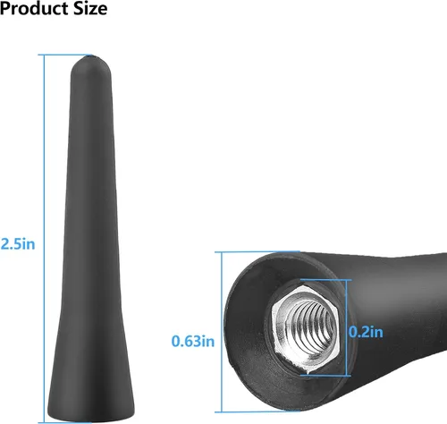 Vista 7 de Antena universal de repuesto para automóvil de 2.5 pulgadas, color negro, recepción optimizada de FM/AM, mini antena corta de aluminio para vehículo