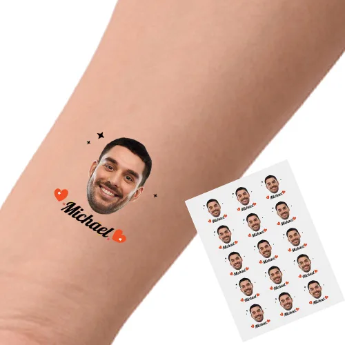Vista 28 de YESCUSTOM Tatuajes temporales personalizados con foto, tatuaje facial personalizado con logotipo para adultos, parejas, mujeres, hombres, tatuajes