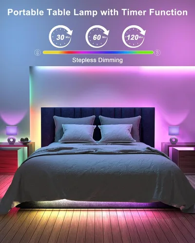 Vista 5 de UMEXUS Lámpara de mesa inalámbrica pequeña de 10 pulgadas con temporizador y atenuador, lámpara recargable a pilas con control remoto, luz portátil