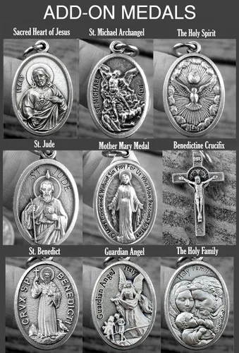 Vista 7 de Collar de oración de Arcángel Rafael, llavero o clip, joyería católica de San Patrón, personalizable con opción inicial o piedra natal de cristal