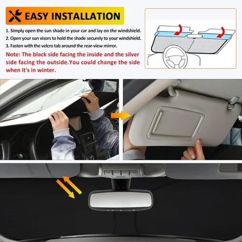 Vista 4 de D-Lumina Winshield - Parasol para Infiniti QX60 2014 2015 2016 2017 2018 2019 2020 2021, protector solar frontal plegable bloquea los rayos UV