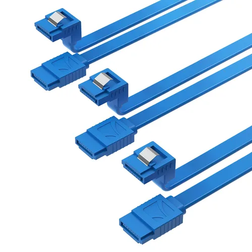Vista 9 de SABRENT Cable de datos SATA III (6 Gbit/s) en ángulo recto con pestillo de bloqueo para unidades HDD/SSD/CD y DVD