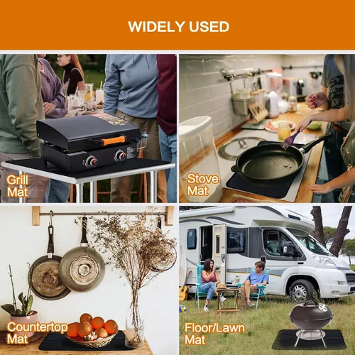 Vista 7 de SUITMAT Tapete resistente al calor para encimera, tapete ignífugo e impermeable para parrilla de mesa al aire libre, protector de cubierta al aire