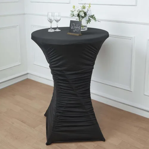 Vista 3 de Efavormart - Mantel para mesa de cóctel, color negro, de 32 pulgadas, plisado, resistente, de elastano, para mesa de cóctel, boda, fiesta, bar