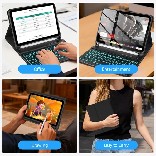 Vista 8 de SOPPY Funda con teclado para iPad mini 7 A17 Pro 2024/iPad Mini 6 generación con teclado 2021 8.3 pulgadas, cubierta de teclado desmontable