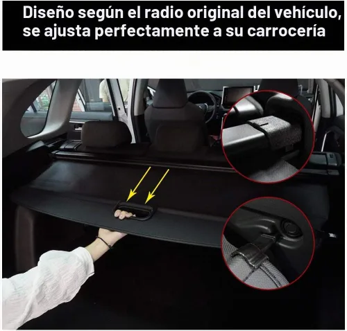 Vista 5 de Powerty Compatible con cubierta de carga Kia NIRO 2017-2022, parasol retráctil trasero para maletero, protector del maletero, cubierta de seguridad