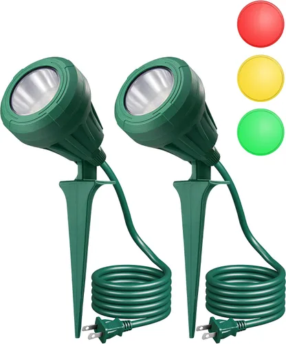 Vista 10 de EDISHINE Foco de 120 V para exteriores, 5 lentes de color extra, 5.5 W 500 lúmenes, foco LED impermeable para exteriores, iluminación de paisaje